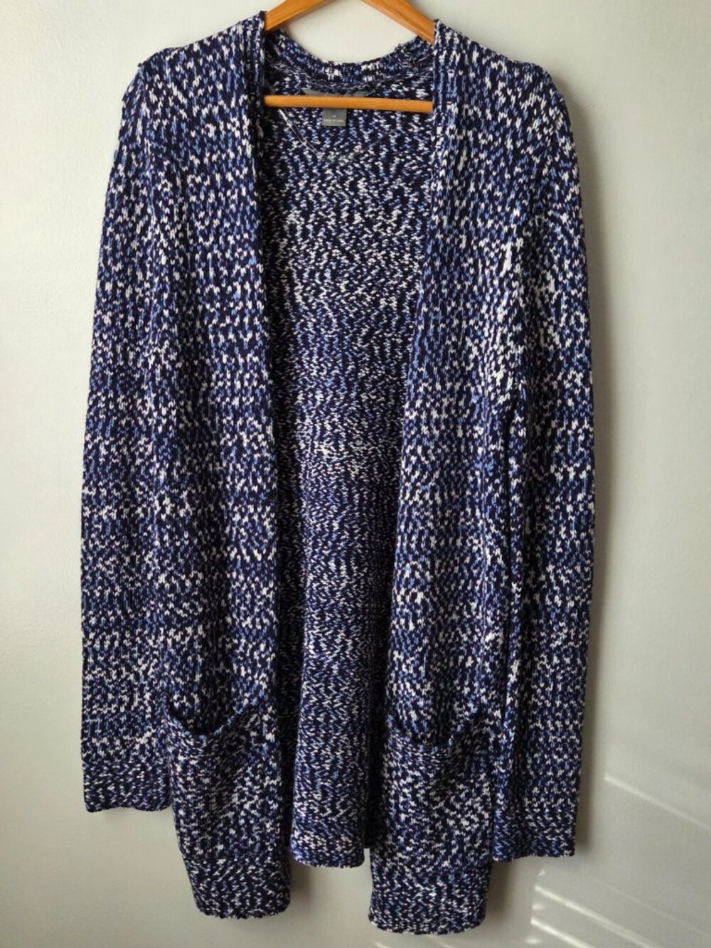 EUC NATURAL REFLECTIONS SOFT COTTON BLEND LONG OPEN CARDIGAN SWEATER SIZE M